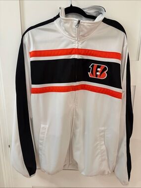 NFL White Black Orange Bengals Track Jacket
